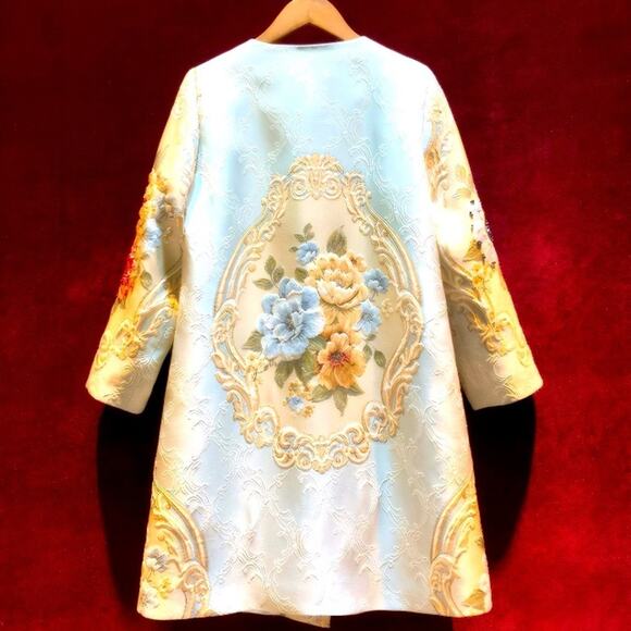 French Jacquard Coat w/3D Beaded Embellishment, Chanel Garment Bag & Hanger, EUC - Picture 6 of 14